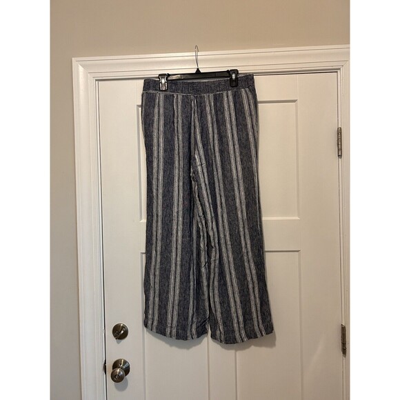 Marissa Olivia Womens Blue White High Rise Wide Leg Linen Blend Pants Size Large - Picture 7 of 7